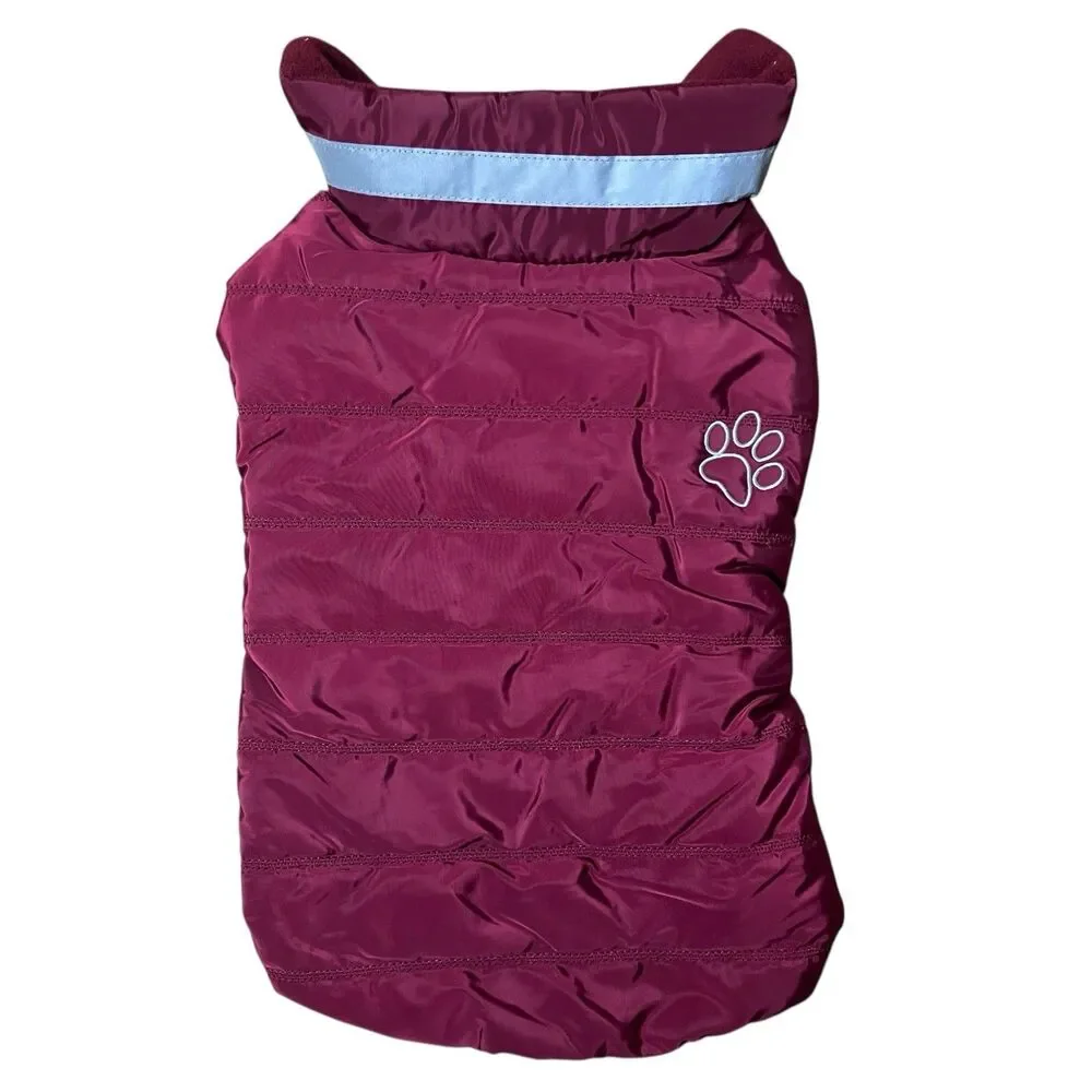 Winter Dog Jacket Red Reflective‎ Fleece Waterproof Warm Pet Vest M/L